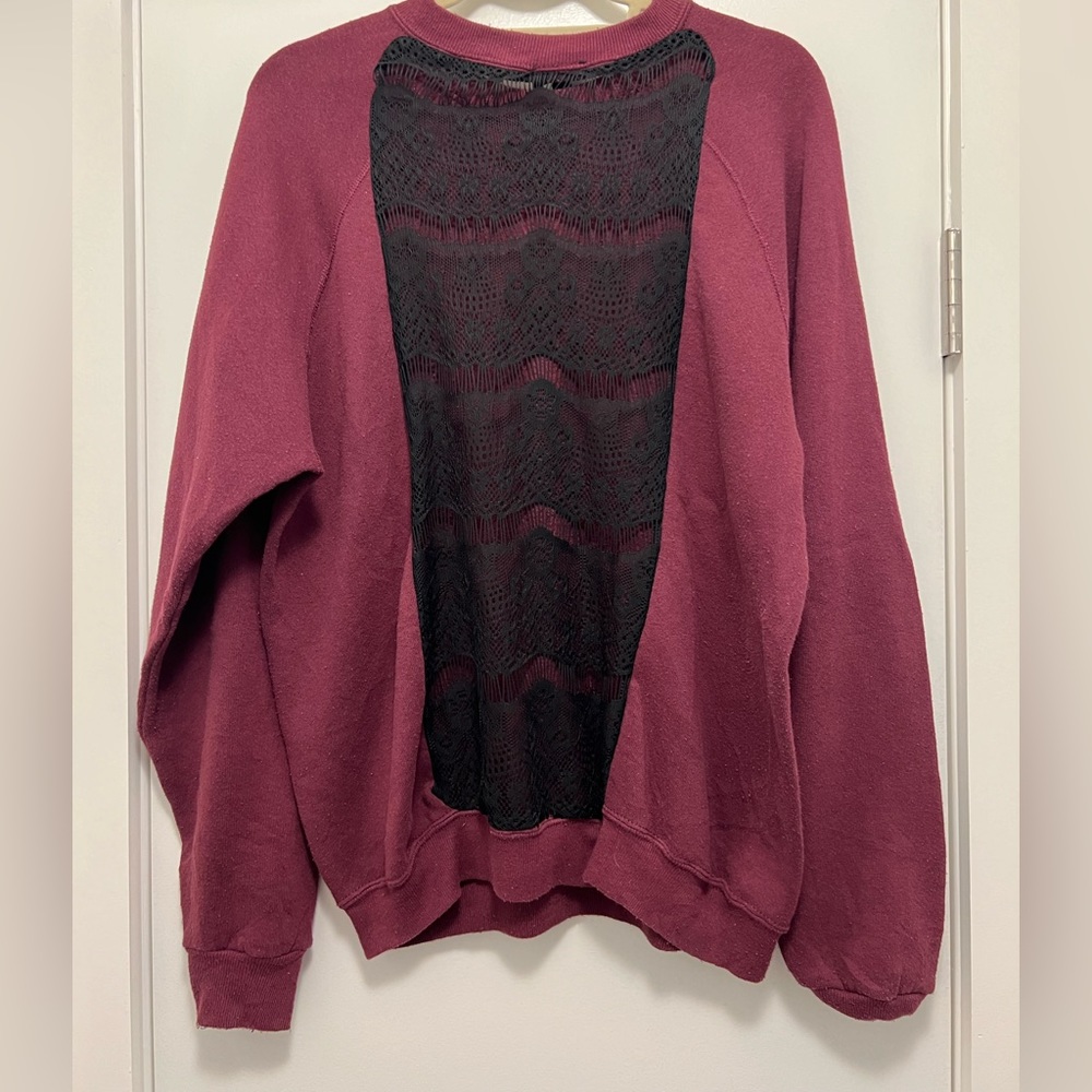 Urban Renewal Burgundy Crewneck Sweatshirt with Back Detail - Picture 2 of 3